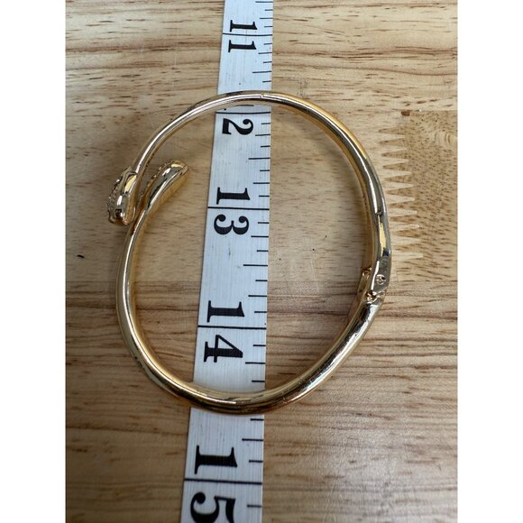 Monet Gold-Tone Hinged Bracelet With Rhinestone Embellishments & Secure Closure - Picture 3 of 13